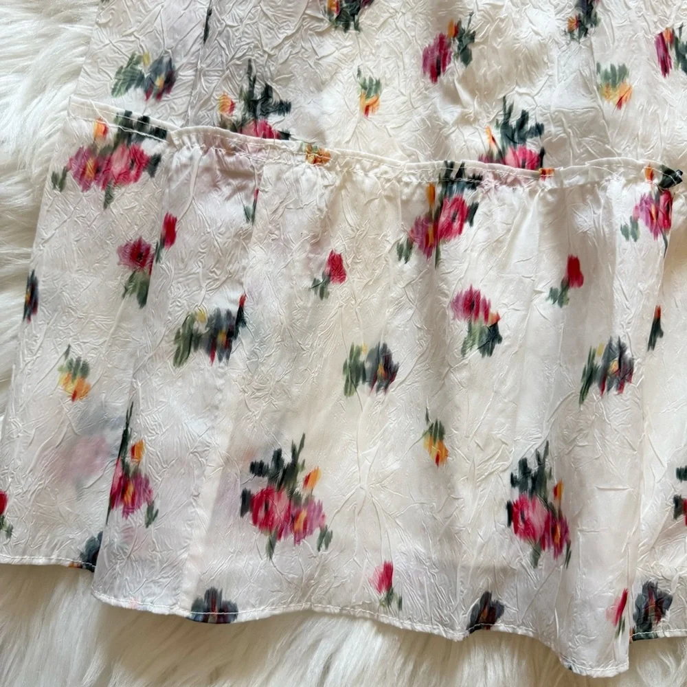 New! HILL HOUSE Ellie Floral Midi Nap Dress in Ivory Crushed Taffeta Ikat - Picture 12 of 15